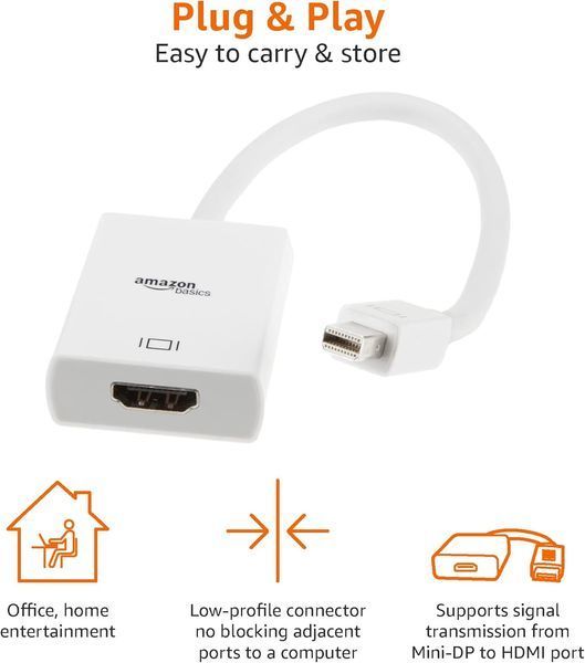 Видео переходник (адаптер) Amazon Basics Mini DisplayPort to HDMI Adapter, White 13_1215 фото