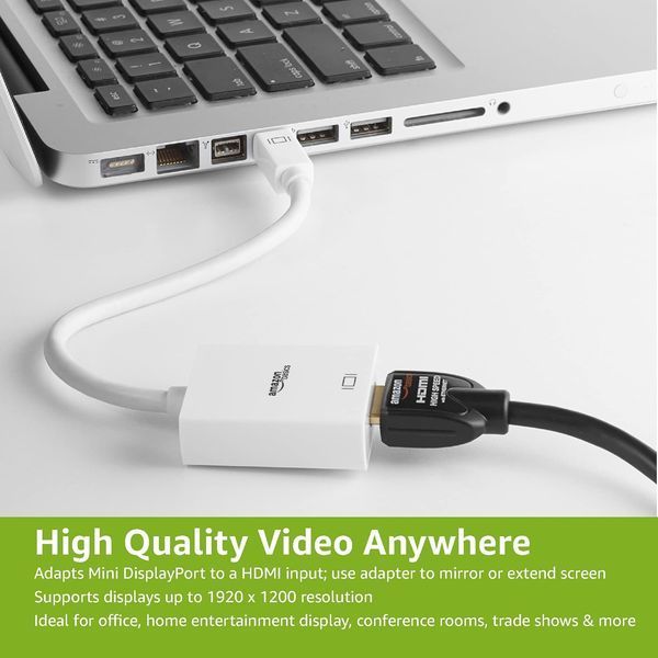 Видео переходник (адаптер) Amazon Basics Mini DisplayPort to HDMI Adapter, White 13_1215 фото